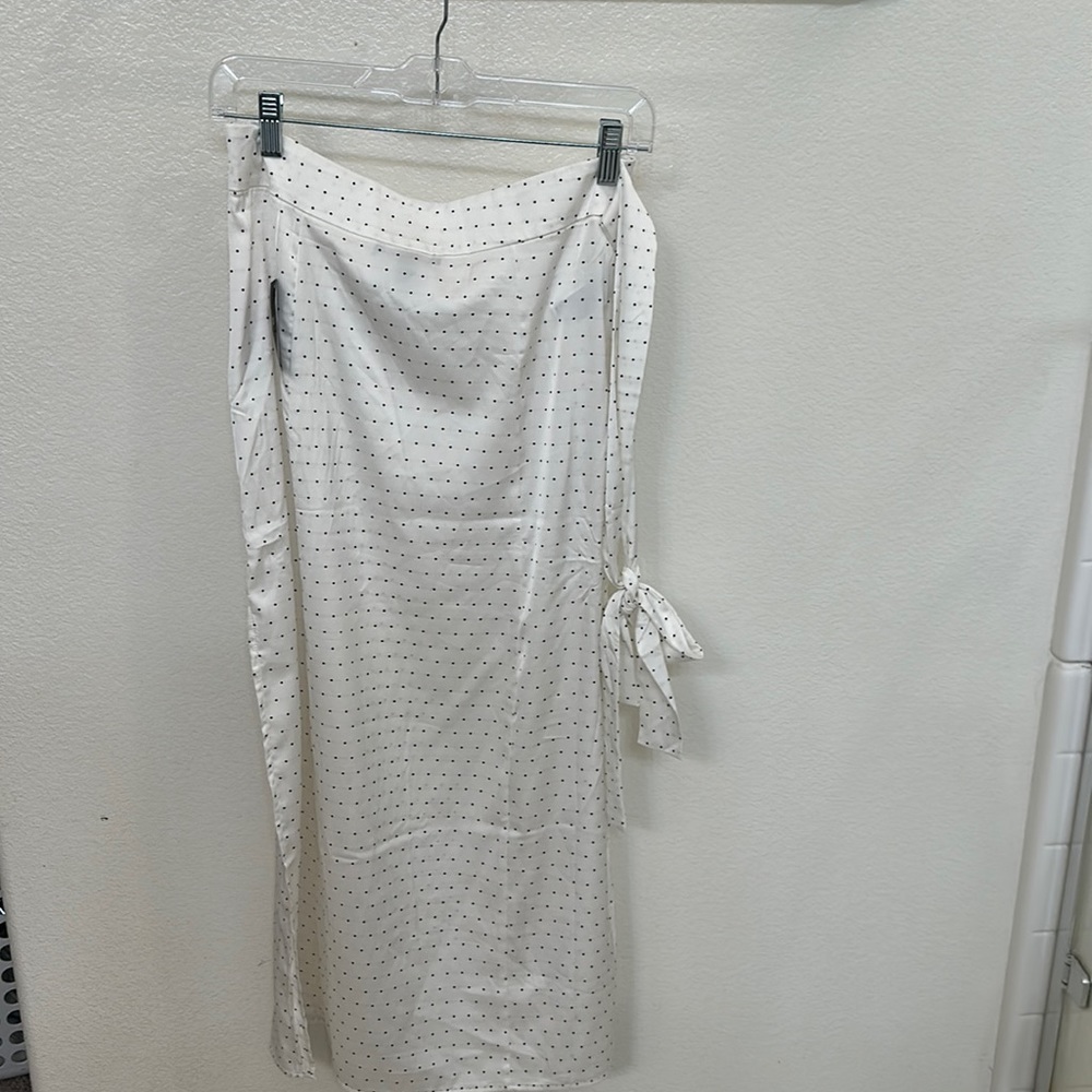 Silk polka dot skirt, white and black, new with tags